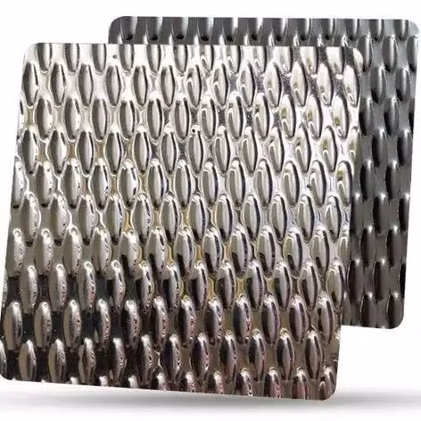 Acero inoxidable recubierto de color laminado grabado en relieve con ráfaga de arena decorativa PVD